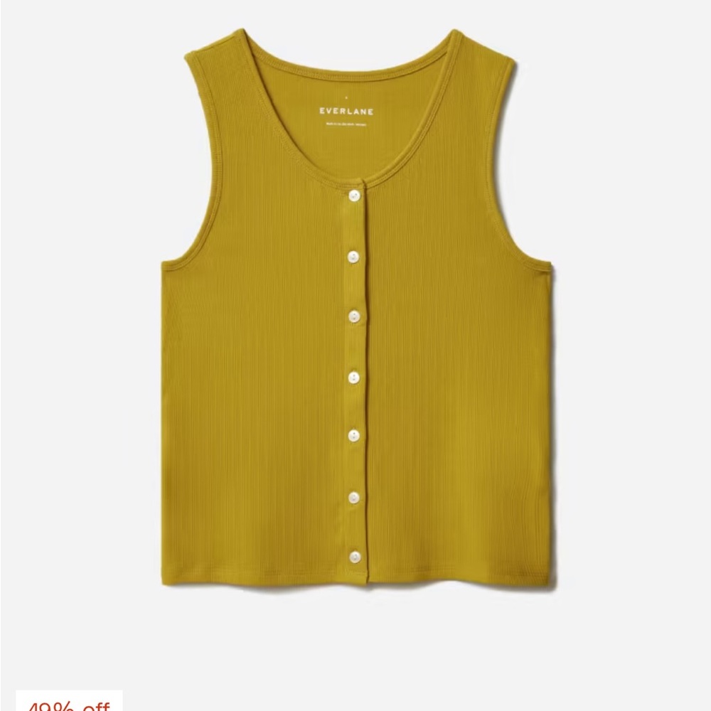 Everlane Olive Button-Front Rib Tank - Picture 5 of 9